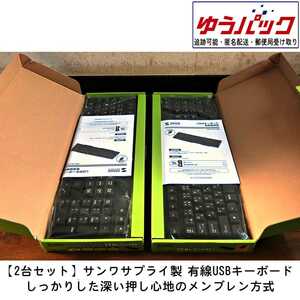 【2台】 サンワサプライ 有線 USB キーボード 標準日本語配列 メンブレン SKB-L1UBK Windows10 スタンダード フルサイズ コンパクト 未使用