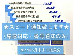 【最速1分・番号通知のみ】ANA 全日空 全日本空輸 株主優待券 1枚 （有効期限2022年5月31日）