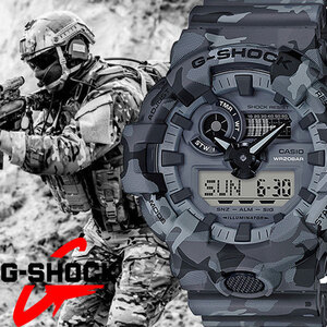 1円 迷彩柄 Gショック カモフラージュ 5年電池 グレー 20気圧防水 GA-700CM-8A 腕時計 G-SHOCK メンズ 200m防水 ミリタリー 逆輸