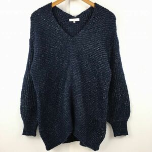 THE SHOP TK/タケオキクチ　Vネックセーター　サイズM　ダークネイビー/濃紺　キラキラ　管NO.A13-41