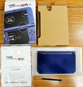 S◇ジャンク品◇ゲーム機 new NINTENDO 3DS LL RED-001 メタリックブルー 任天堂/Nintendo 箱・取扱説明書つき ※SDカード欠品