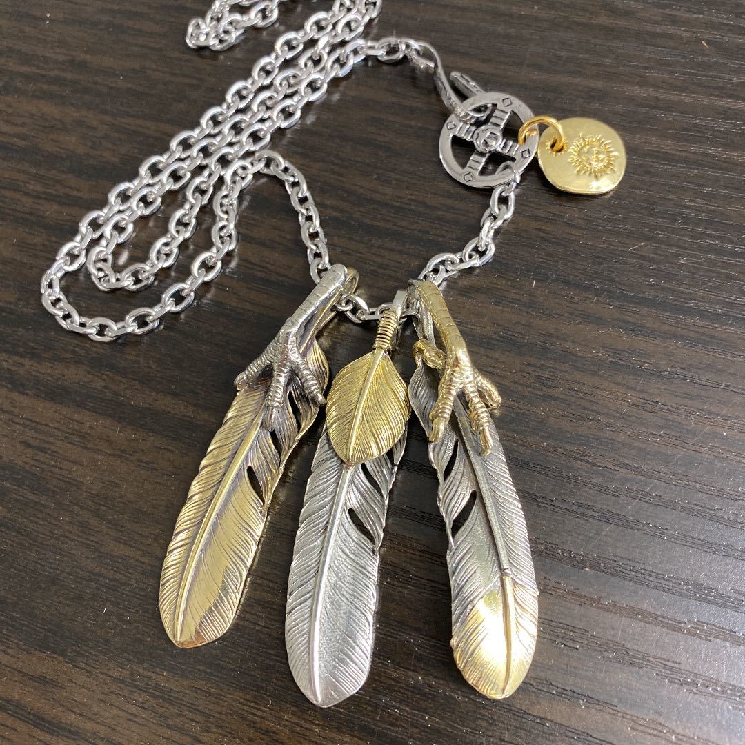 でメッキ goro's - silver925 金爪フェザー 先金フェザー ネックレス