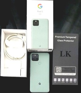 Google PIXEL5 5G 128GB グーグルピクセル5 本体と箱、ガラスフィルム ソーダセージ SIMロック解除