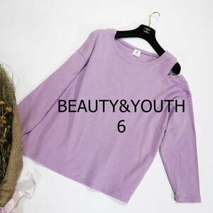 BEAUTY&YOUTH 6 ビューティーアンドユーズ オフショルダー カッソー ニット サイズフリー パープル 紫 ラベンダー 4246