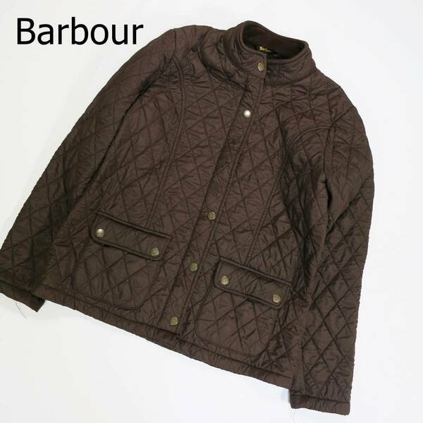 訳アリ Barbour バブアー キルティングジャケット ブラウン ボア サイズXXL 中綿 ビッグサイズ 第三ボタンなし スタンドカラー シンプル