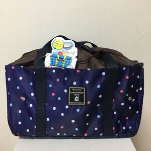 新品 簡易保冷機能付きレジカゴバッグ ネイビードット