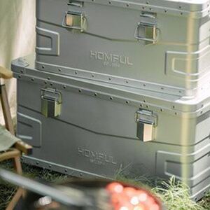 HOMFUL スタッキング アルミ コンテナボックス75L アウトドア収納ボックス アルミコンテナ アウトドアコンテナ