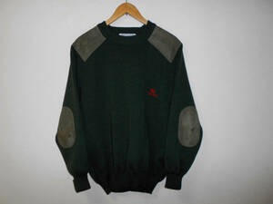  England made *BURBERRYS Burberry commando - knitted sweater leather elbow patch elbow present . size L (3D