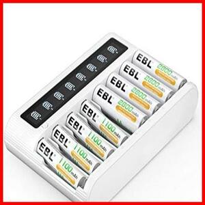 EBL 単3/単4充電池充電器セット 8スロット充電器+単三電池（2800mAh*4）+単四電池（1100mAh*4）セット