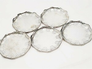 AZUMA 菓子皿 5客セット 銀仕上げ 小皿 生活雑貨 FP-3 20210925