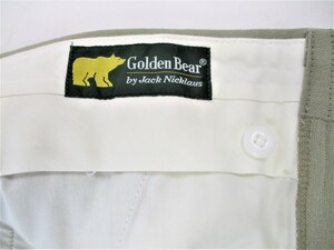 ゴールデンベア GOLDEN BEAR カーキ系 無地 スラックス 2タック ウエスト82 合物 古着 メンズ GF-S1 20210903