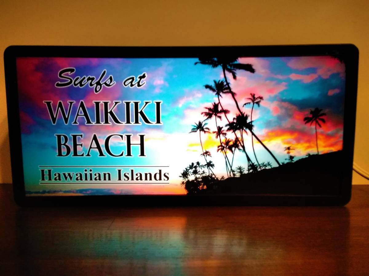 [Conserve sus fotos memorables con luces originales] Ocean Beach Photo Light Hawaii Waikiki Beach① Lámpara de letrero Adornos de letrero Caja de luz LED miscelánea, muebles, interior, iluminación, otros