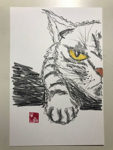 猫の絵ドローイング　原画