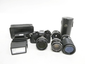 02 68-464081-27 [Y] Nikon ニコン EM 一眼レフ フィルムカメラ TAMRON 28-50mm 1:3.5-4.5 レンズ ストロボ 等 まとめ セット 旭68