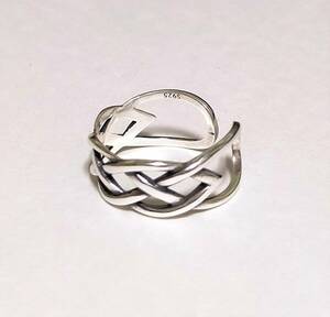  knitting te The Yinling g ring silver 925 size adjustment free silver ring ... mizuhiki 