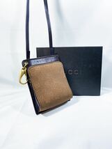 【ヴィンテージ】　GUCCI グッチ 財布バッグ　ミニショルダーバッグ ダークブラウン GG柄 レザー　斜め掛けバッグ　106693-0416 古着_画像1