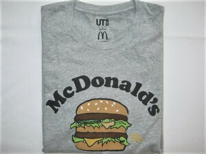 ★古着 美品 2018 UNIQLO×McDonald's ユニクロ×マクドナルド ビッグマック 50周年記念 クーポンTシャツ L グレー クーポン有効期限切れ★