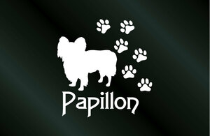 肉球いっぱい 犬のステッカー パピヨン (Sサイズ) DOG 犬 シール