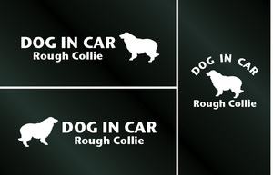 犬のステッカー 『DOG IN CAR』 ラフコリー 3枚組 DOG 犬 シール