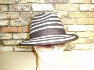 3zh*elopeirop stripe summer hat * black X gray * sale 