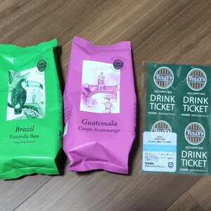 タリーズコーヒー ドリンクチケット 5枚 コーヒー豆 2袋 セット 福袋