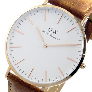 【新品 本物】ダニエルウェリントン 腕時計 CLASSIC DURHAM 40 ローズゴールド DW00100109 ホワイト ライトブラウン ホワイト