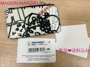 新品 Maison Margiela フラグメントケース グラフィティ 白 黒 小銭入れ カードケース パスケース 名刺入れ ミニ財布 メンズ