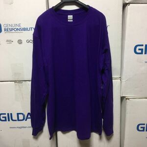 GILDAN パープル 2XLサイズ 紫色 ロンT 長袖無地Tシャツ ポケット無し 6.0oz ギルダン