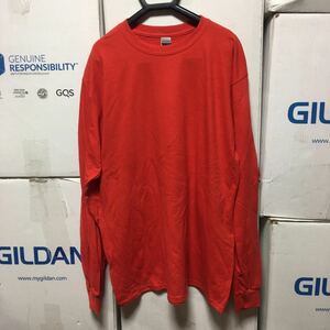 GILDAN レッド 2XL サイズ 赤色 ロンT 長袖無地Tシャツ ポケット無し 6.0oz ギルダン☆