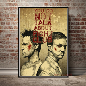 G1004 ファイト・クラブ Fight Club　ブラッド・ピット　キャンバスアートポスター　50×70cm キャンバス生地 　インテリア　海外製　D