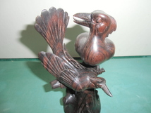 黒檀　木彫り　鳥　オブジェ　野鳥　　　半世紀前_画像1