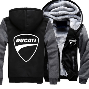 Ducati Print Thicken Cardigan Long Sleeve Zipper Hoodies Casual Baseball Jacket Coat