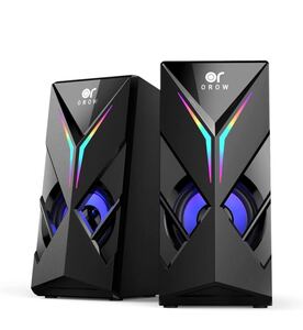PCスピーカー 2.0 10W出力 ゲーミングスピーカー LEDライト付き