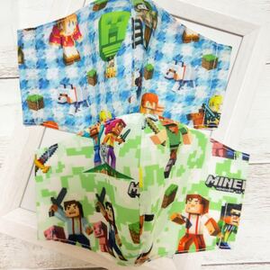 ハンドメイド 立体インナー キッズサイズ マイクラ柄 ブルー グリーン 2枚セット