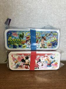 新品未使用 ディズニー ミッキー&ミニー(赤色) トイストーリー(青色)絵柄 お弁当箱(ランチボックス) 2種セット 送料510円