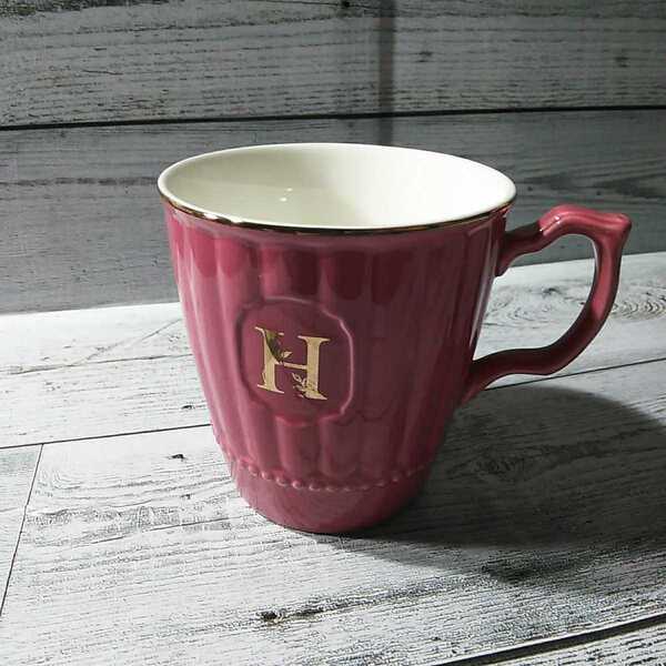 アフタヌーンティー「アルファベット「H」 マグカップ 1個」イニシャル ピンク系 Afternoon Tea