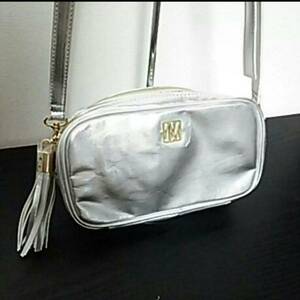 [ free shipping ]m Roo aMURUA shoulder bag pouch 2WAY fringe mirror attaching silver color silver 502