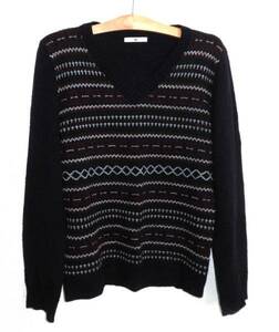  beautiful goods HARE/ is ref .a i-ll pattern V neck knitted sweater S