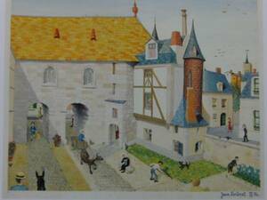 ジャン･レルブレ、村の城、希少画集画、新品額装付、状態良好, 絵画, 油彩, 自然、風景画