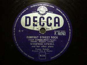 ■SP盤レコード■ニ523(A)　英国盤　WINIFRED ATWELL and her other piano　RAMPART STREET ROCK　THE LEFT BANK