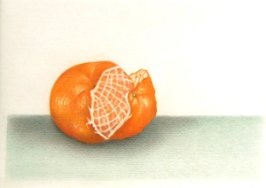 Art hand Auction Dibujo a lápiz de colores Nekoposise comida pintura de mandarina, obra de arte, cuadro, dibujo a lápiz, dibujo al carbón