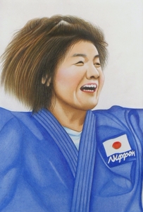 Art hand Auction Colored pencil drawing/delivery 80 size/figure drawing Athlete Judo player (232×330) Painting Ryoko Tani Olympic gold medalist Ryoko Tamura Illustration, artwork, painting, pencil drawing, charcoal drawing