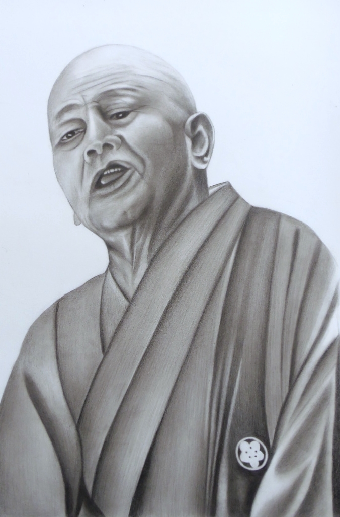 Pencil drawing/home delivery 80 size/figure drawing Rakugo storyteller (235×350) Painting Kokontei Shinsei (fifth generation) 2200, artwork, painting, pencil drawing, charcoal drawing