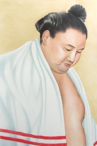 Art hand Auction Colored pencil drawing/home delivery 80 size/figure drawing Sports player Sumo wrestler (235×350) Painting Yokozuna Takanohana Koji Takahanada, artwork, painting, pencil drawing, charcoal drawing