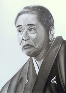 〇鉛筆画・宅配８０サイズ・人物画 落語家 桂文治 10代目 (245×350) 絵画 