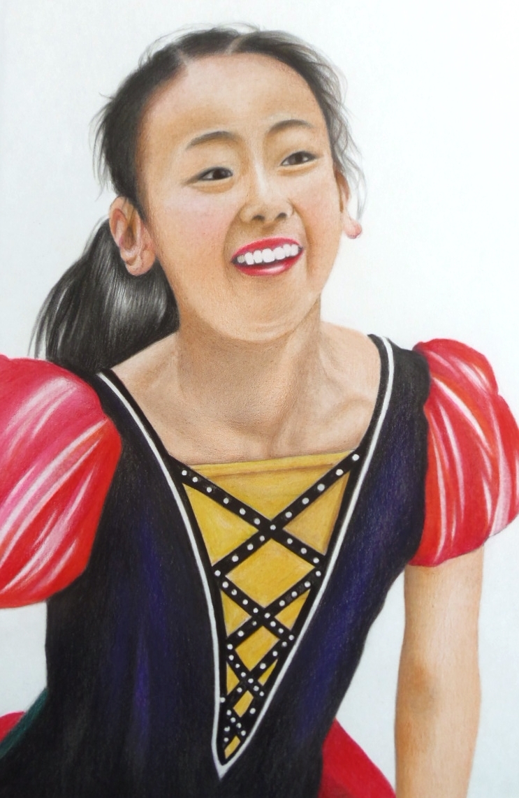 Colored pencil drawing/home delivery 80 size/figure drawing Athletes Figure skaters (237×348) Painting Mao Asada, artwork, painting, pencil drawing, charcoal drawing