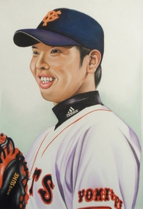 Art hand Auction Colored pencil drawing, delivery size 80, portrait, sports player, baseball player (250 x 350), painting, Shinnosuke Abe, Giants goods, Artwork, Painting, Pencil drawing, Charcoal drawing