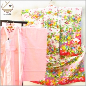  кимоно 10 замечательная вещь!!.. ребенок кимоно [Moe] для девочки Junior для осень Sakura 100 . роза белый лошадь маленькая птица фэнтези нижняя рубашка комплект . длина 132cm.47cm *4