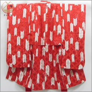 * kimono 10* 1 jpy silk child kimono Junior for for girl arrow feather . length 109cm.50cm [ including in a package possible ] **