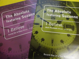 The Absolute ft. Suzanne Palmer - I Believe オリジナル原盤 12x2枚セット　アッパーVOCAL HOUSE 　視聴